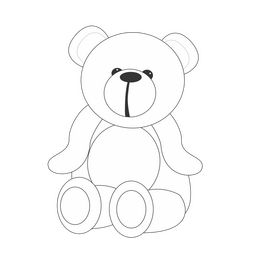 Cartoon teddy bear toy black and white clipart