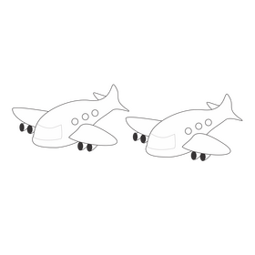 Airplanes, planes cartoon drawing black and white clipart