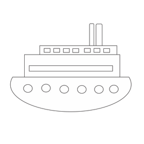 Cartoon ship black and white clipart