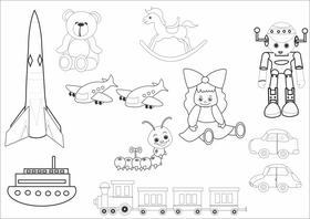 Cartoon toys black and white vector