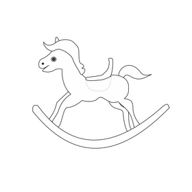 Rocking horse black and white clipart