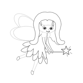 Free fairy black and white clipart