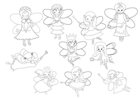 Free fairies black and white vector