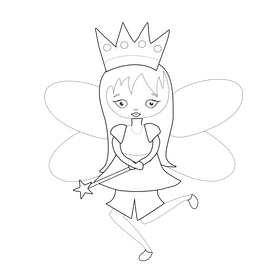 Fairy illustration black and white clipart