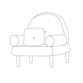Armchair with pillow black and white clipart