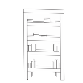 Bookcase cartoon black and white clipart