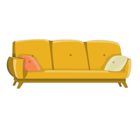Cartoon yellow sofa clipart