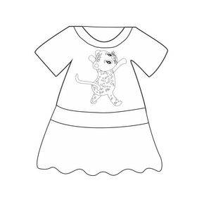 Girls dress cartoon black and white clipart