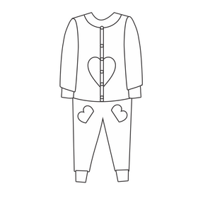 Girls pink pyjamas black and white clipart