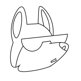 Cartoon fox cool black and white clipart