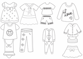 Girls clothes black and white vector