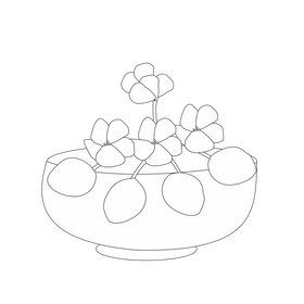 Free violet flower black and white clipart