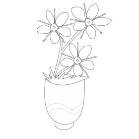 Saxifrage flower black and white clipart