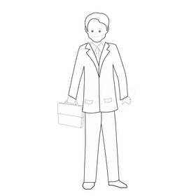 Elegant business man cartoon black and white clipart
