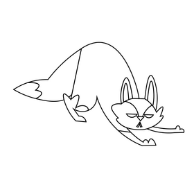 Cute fox black and white clipart