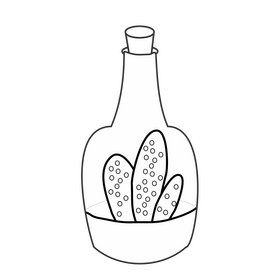 Cactus in a bottle black and white clipart