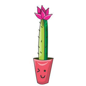 Cactus in pink vase illustration clipart