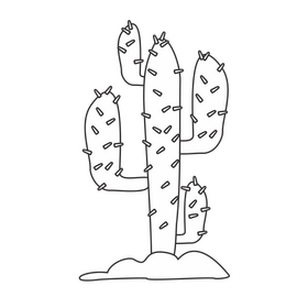 Cactus drawing black and white clipart