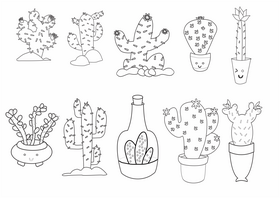 Cactuses black and white vector