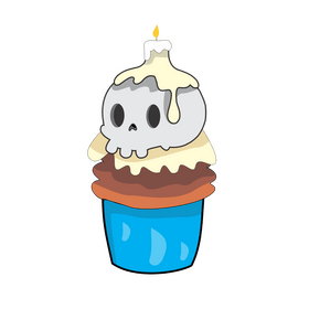Halloween cupcake with skull candle clipart