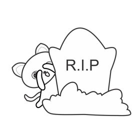 Halloween black cat with sepulture black and white clipart