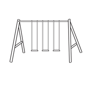 Three seat swing black and white clipart