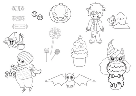 Halloween black and white vector