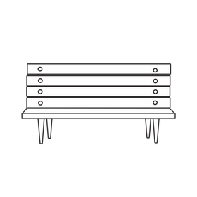 Wooden park bench black and white clipart