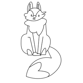 Fox cartoon drawing black and white clipart