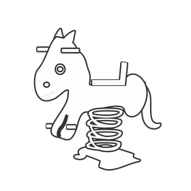 Kids spring horse black and white clipart