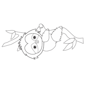 Cartoon sloth black and white clipart