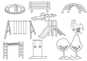 Park elements black and white vector