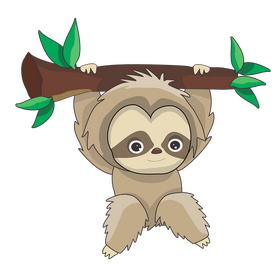 Free sloth on a swing clipart