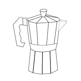 Coffee maker illustration black and white clipart