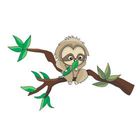 Sloth eating leaves drawing clipart