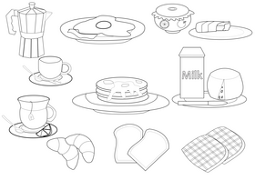 Breakfast black and white vector