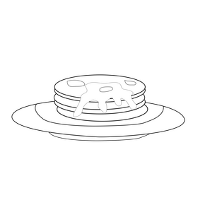 Pancakes with chocolate breakfast black and white clipart