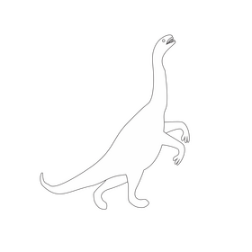 Plateosaurus dinosaur illustration black and white clipart