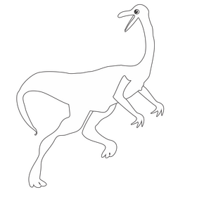 Gallimimus dinosaur drawing black and white clipart