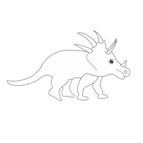 Dinosaur styracosaurus black and white clipart