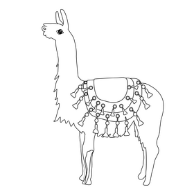 Llama black and white clipart