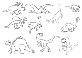 Dinosaurs black and white vector