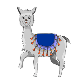 Baby llama walking clipart