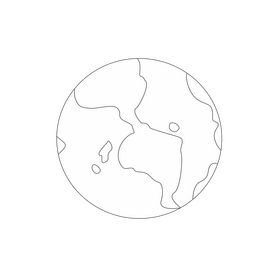 Cartoon earth planet black and white clipart