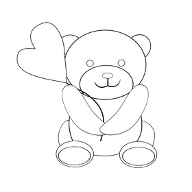 Cute teddy bear black and white clipart