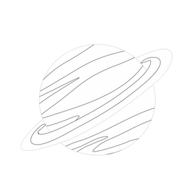 Saturn planet black and white clipart