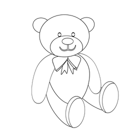 Cute teddy bear sitting black and white clipart