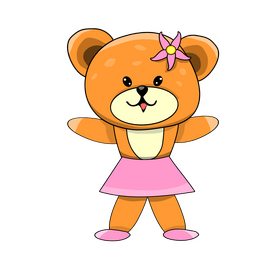 Cute teddy bear in pink skirt clipart
