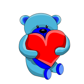 Blue teddy bear holding a heart clipart