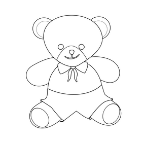 Teddy bear in shorts black and white clipart
